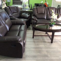 3pc Living Set Sofa Loveseat Chair. Black, Gray Or Brown Color Available