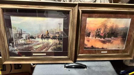 Pair of G Harvey Lithograph Prints Framed - courting days & with no intention of changing