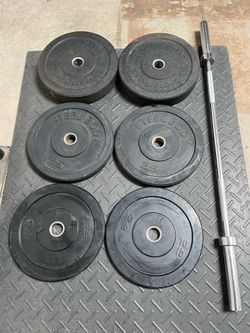 Olympic Bumper Weights with Olympic Weight Bar 5ft