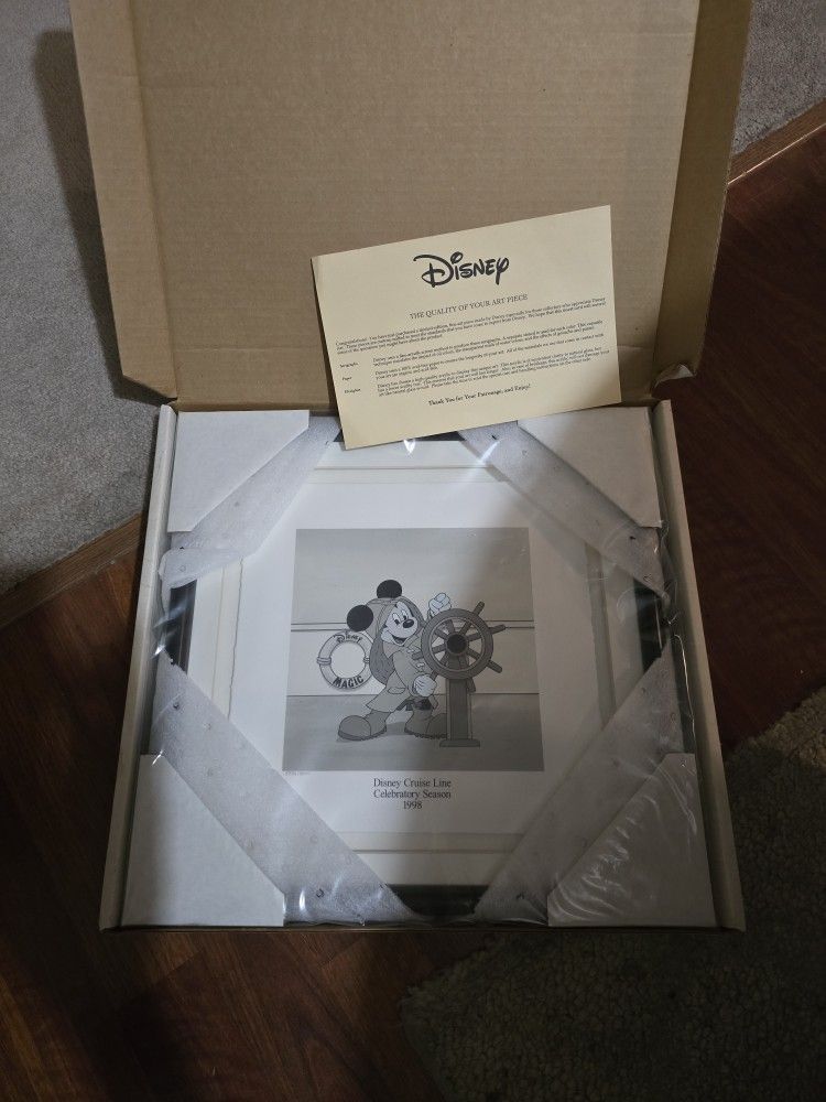 HELMSMAN FRAMED LE SERIGRAPH DISNEY CRUISE LINE CELEBRATORY 1998 NEW IN BOX