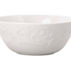{NINE} All purpose bowls Lenox opal innocence carve. Color: white. Microwave/dishwasher safe. MSRP: $170. Our price: $85 + Sales tax