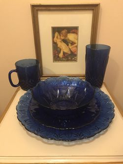Avon Cobalt Blue Glass Plate Settings