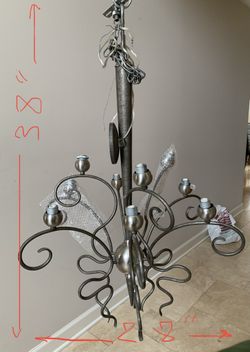 New Chandelier, 9 arms, silver color, 38 inch length, new