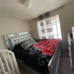 $4000 Value Silver King Size Master Bedroom Set +matress 