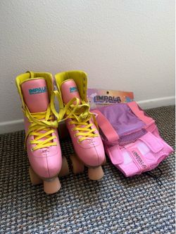 Impala Roller Skates, Pink, Size 9 + Safety Pad Set