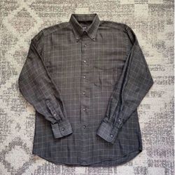 Ike Behar Mens Flannel Shirt M 100% Cotton Made in Hong Kong