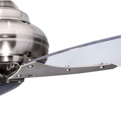 Hampton Bay 56 inch  brushed Nickel ceiling fan with clear acrylic blades