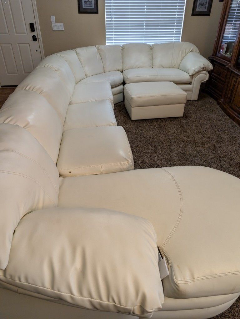 Leather sectional with ottoman