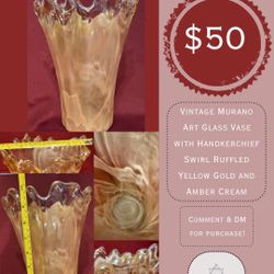 Vintage Murano Art Glass Vase