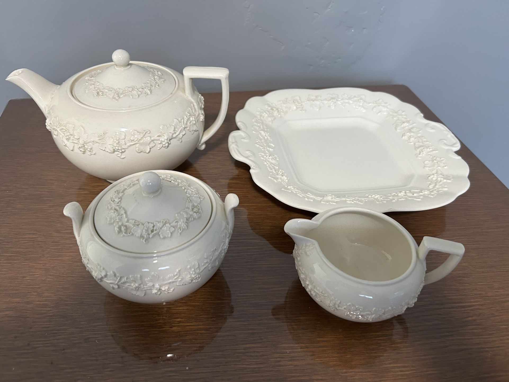 Wedgwood Embossed Queensware Tea Set