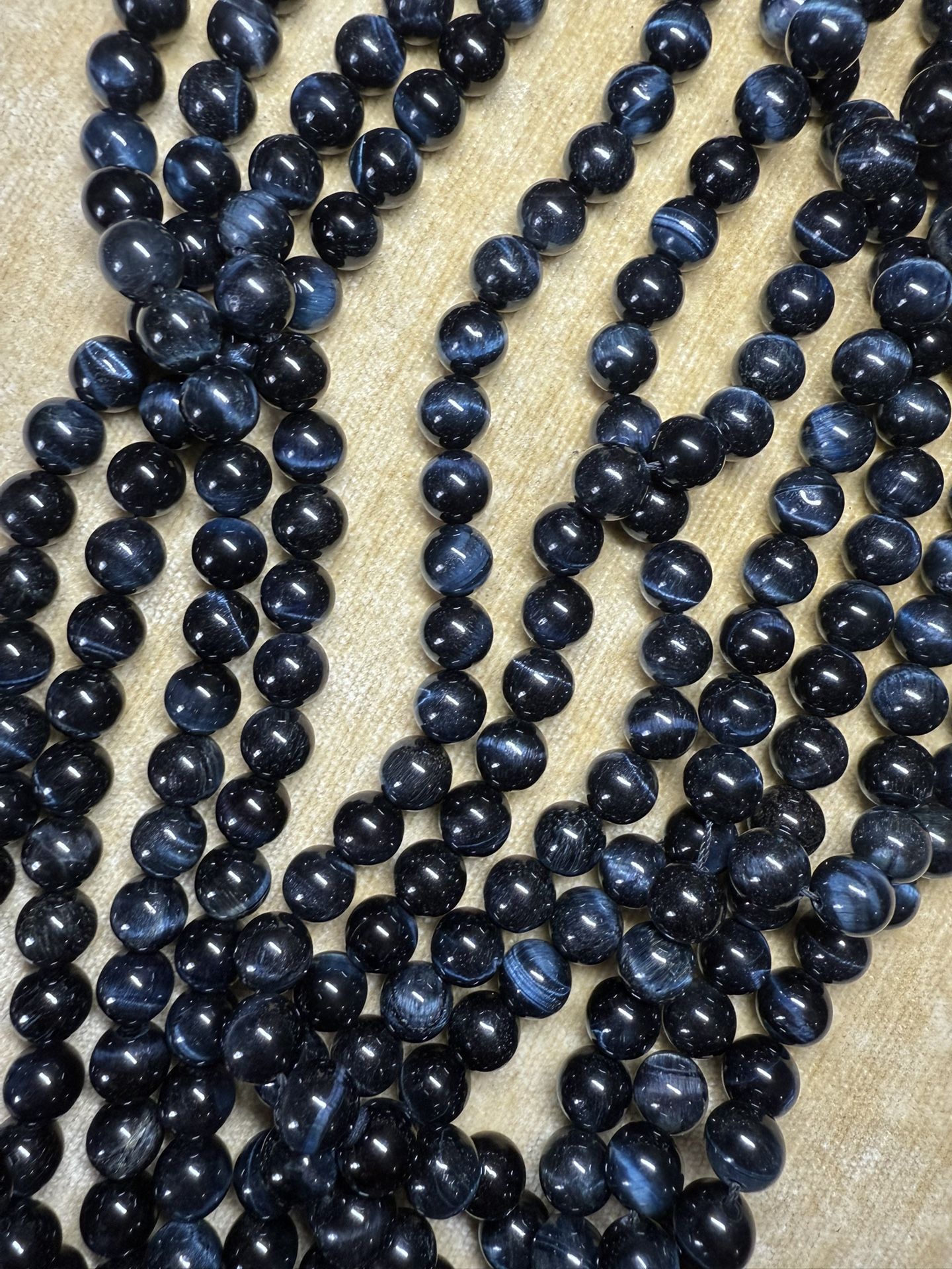 2 - 15” strands Natural Blue Tigers Eye 10mm gemstones round beads natural
