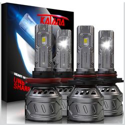 KATANA 9005 H11 Bulbs Combo, 800% Brightness 6500K White Plug and Play 1:1 Size Fog Bulb Pack of 4