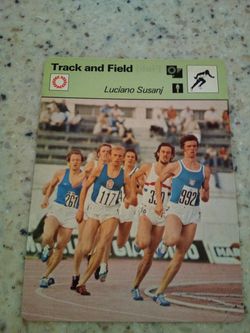 Vintage 1979 sportscaster track and field/ Luciano susanj/ a page of history in Rome/ Olympic collector card # 82-14