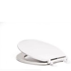 Replacement for Round, Closed Front Toilet Seat with Cover, Plastic in White High Gloss 