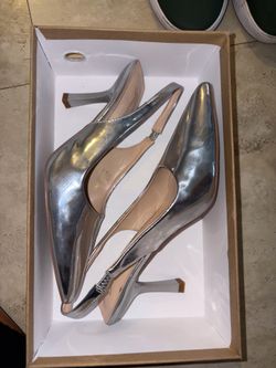 Silver slingback heels