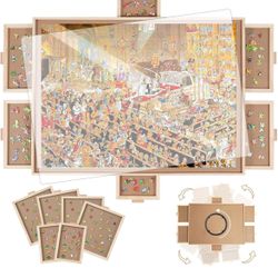 1000 Pieces Rotating Puzzle Board with 6 Drawers
