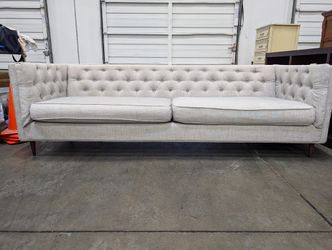 Light Grey Tufted Mid-Century Modern Inspired Sofa