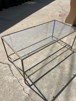 Glass Top Coffee Table with Gold Metal Frame
