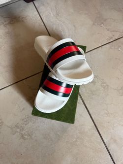 Green and red striped slides