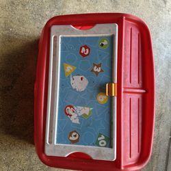 Kids Toy Box Storage Bin – Large Plastic – Red w/ Lid