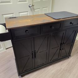 Rustic rolling island or bar cart