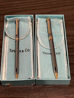 Tiffany & Co. Apple T-Clip Ruthenium Ballpoint Pen + Mechanical Pencil Set - RARE