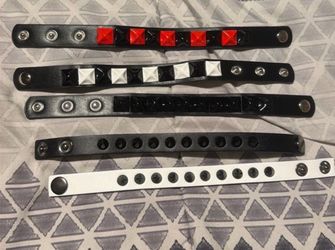 Hot Topic Studded Bracelets Bundle Black, White, and Red