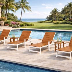 Set of 4 Outdoor Patio Pool Lounge Chairs