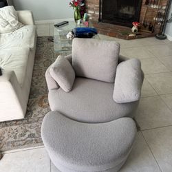 Modern Small Swivel Accent Chair + Ottoman