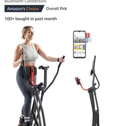 New! Sunny Health & Fitness Smart Air Walk Elliptical, Foldable Machine w/30 Stride