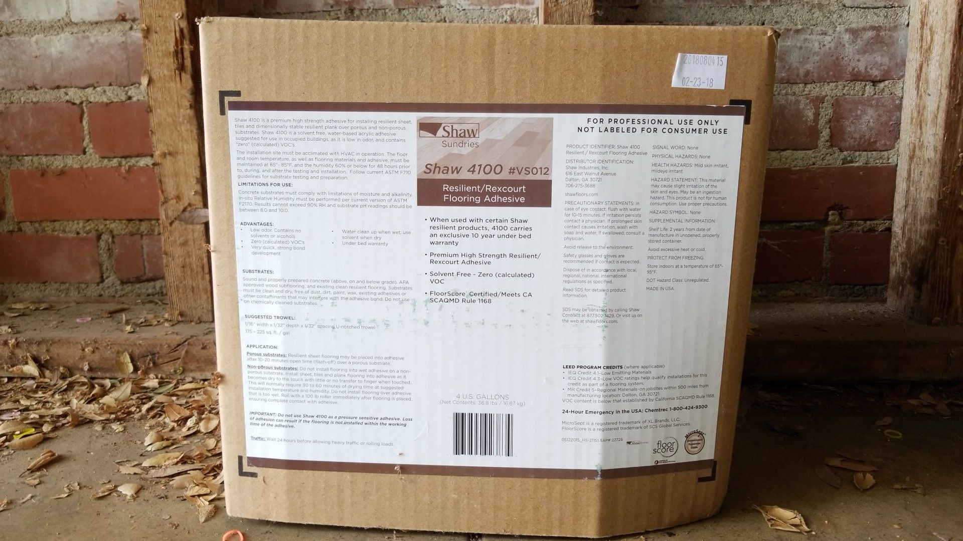 Shaw 4100 #VS012 - Floor adhesive