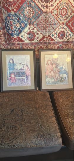 Pair of Framed Children's Art Prints