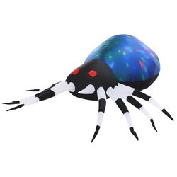 HOMCOM 5' Long LED Multicolor Red-Eyed Spider Inflatable