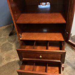 The Bombay Company Cabinet With Glass Door, Shelves And Drawers