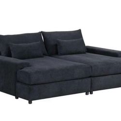 Jaylee Black Fabric 88” Wide Oversized Sleeper Sofa