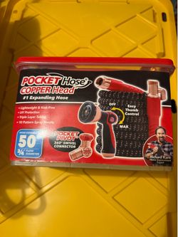 POCKET Hose? COPPER Head™ #1 Expanding Hose • Lightweight & Kink-Free • UV Protection • Triple Layer Tubing • 10 Pattern Spray Nozzle HOSE EXPANDS TO