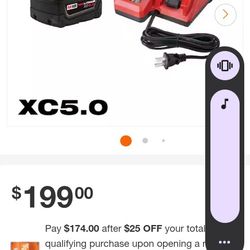 Milwaukee M18 5.0 Battery And Charger Combo 