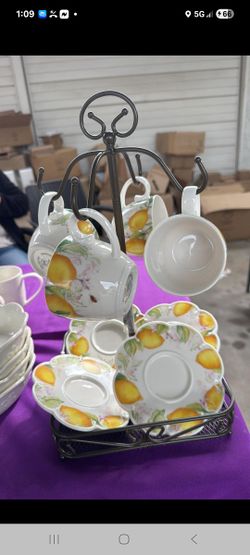 Set De 4 Tacitas Y 4 Platitos Limonsello