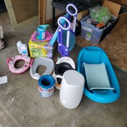 Bulk Sale Baby Bath Tub Diaper Trash Toilet Potty Train Seat Covers Step Stools Bath Ring Baby Powder READ DESCRIPTION 