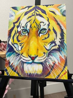 Original Tiger painting. Acrylic on 8x10 canvas panel.