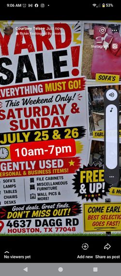 Yard sale. 4637 Dagg rd