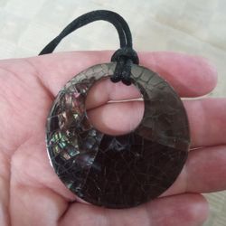 Large Dark Abalone Pendant On Cord