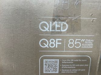 SAMSUNG 85” QLED Q8F SMART TV 4K HDR VISION AI 120HZ  SLIM DESIGN NEW OPEN BOX  STILL ON THE BOX WITH ALL THE ACCESSORIES GUARANTEED 😃✅🆒💯📺▶️🔉🔊