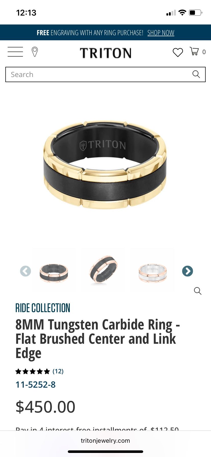 Men’s Tungsten Carbine Wedding Ring