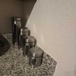 4 Pcs Stainless Steel Canister Set For Kitchen With Glass Window And Airtight Lid