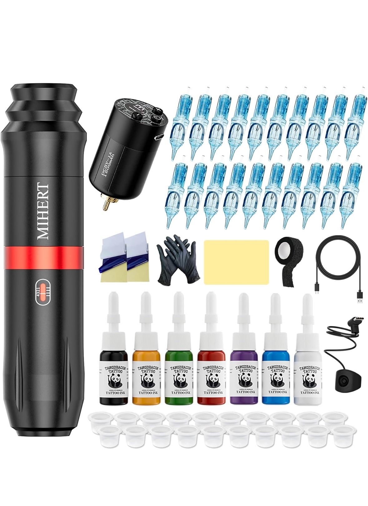 Tattoo Gun Kit with Wireless Rotary Tattoo Machine
