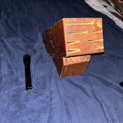 Vintage wooden block kitchen knife storage block