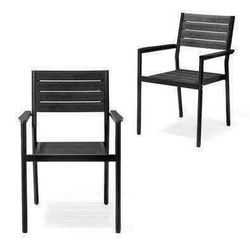 New Set of 2 Stackable Black Outdoor Dining Chair