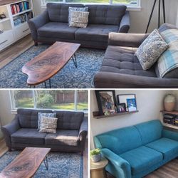 Stanton Couch & Loveseat, Teal Couch 