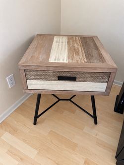 Rustic Wood End Table with Drawer